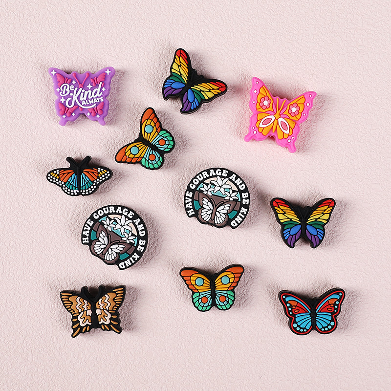 Silicone Focal Beads Butterfly Be Kind Always Purple Phrase Detail 3