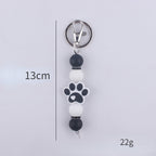 Cartoon Dog Claw Silicone Beaded Keychain with Paw Print Charm 5