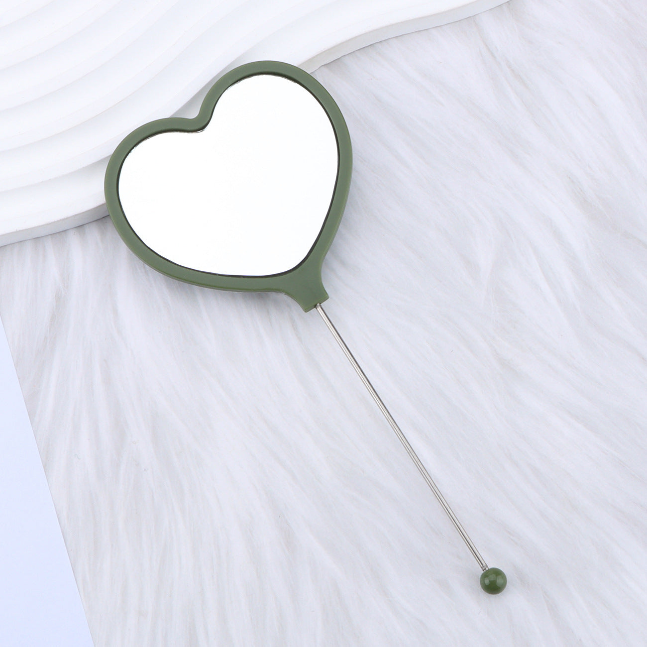Beadable Plastic Mirrors Handheld Heart-shaped