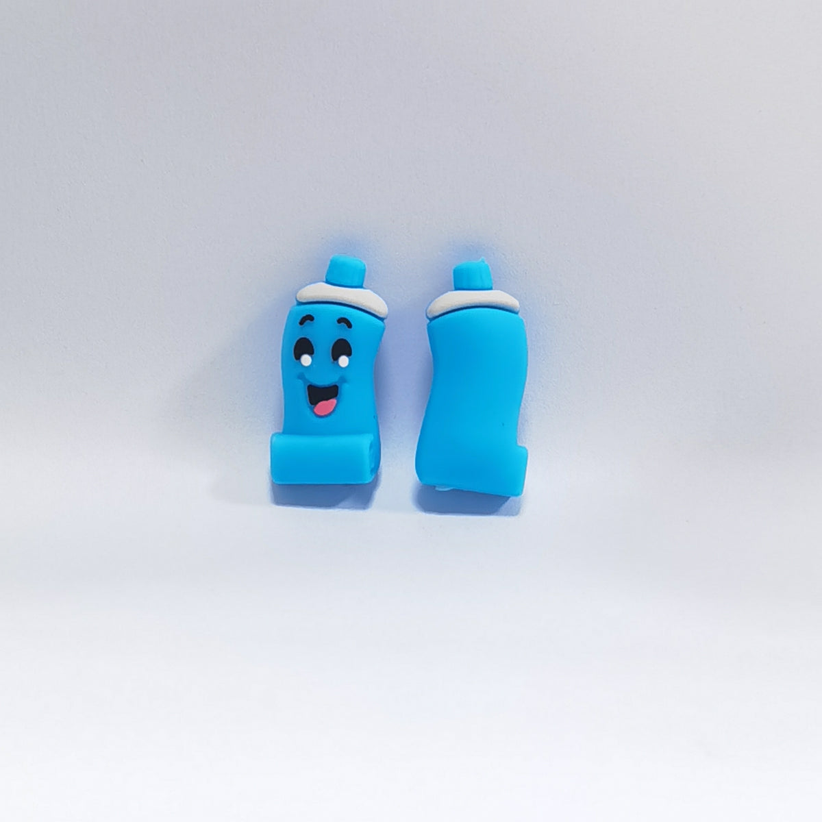 Silicone 3D Focal Beads Toothpaste Tube Smiling Face Front View 20pcs