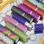 Rhinestone Perfume Spray Bottle Keychain Zinc Alloy 5ml Pink