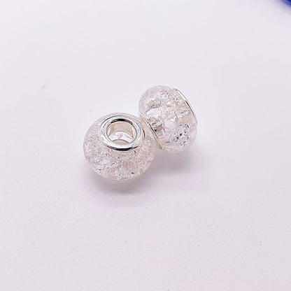 Acrylic Spacer Beads 14mm Crackle Large Hole 50pcs - Transparent