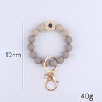 Silicone Beaded Daisy Rose Wristlet Keychain with Gold Clasp 5