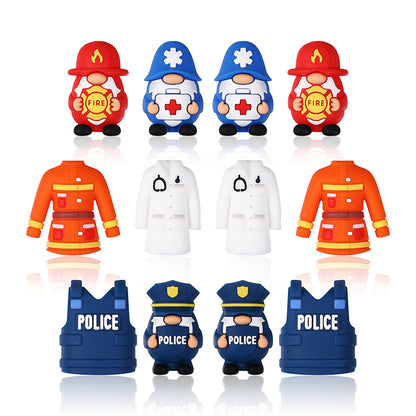 Silicone 3D Focal Beads Medical Midget Fire Gnome Police Vest 20pcs