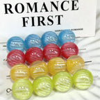 Color Changing Glitter Striped Round Resin Beads 16mm 10pcs