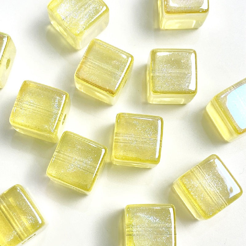 Colorful UV Finish Cube Acrylic Beads 14mm Pastel Glow 50pcs 7