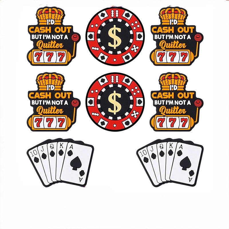 Silicone Focal Beads Casino Slot Machine 777 Crown Design 20pcs