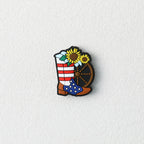 Patriotic Cowboy Boot and Sunflower Silicone Focal Beads 20pcs