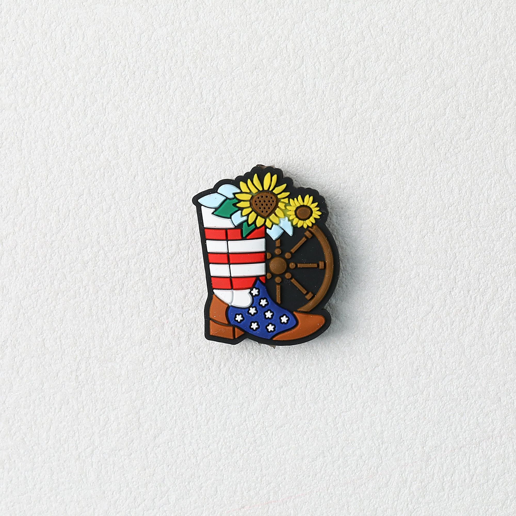 Patriotic Cowboy Boot and Sunflower Silicone Focal Beads 20pcs