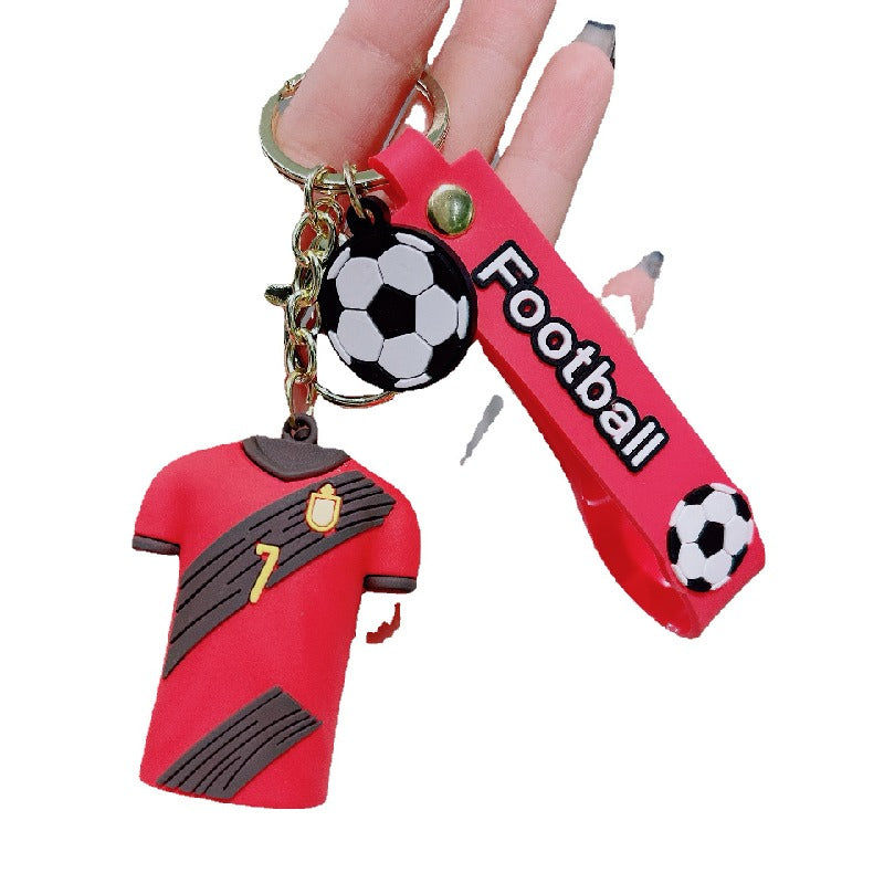 PVC Soccer Jersey Keychain Football Player Number Charm 5