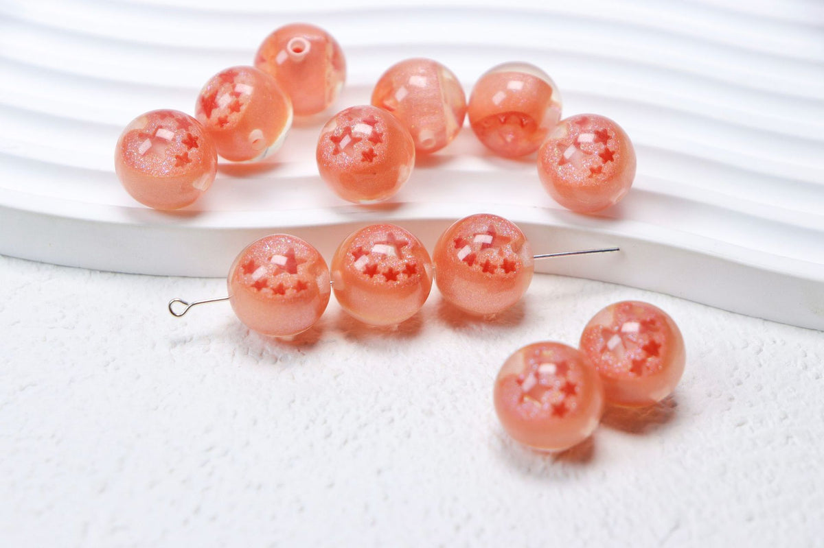 Sparkling Star Resin Round Beads 16mm 50pcs 8