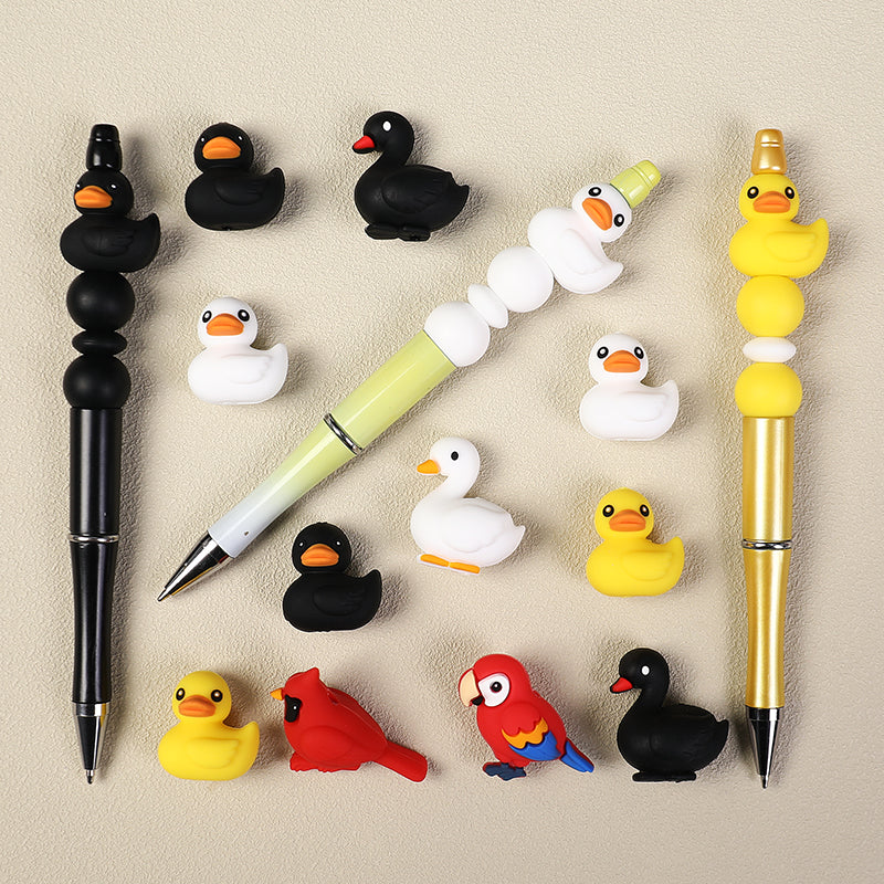 3D Black White Swan Cardinals Silicone Focal Beads 20Pcs  6