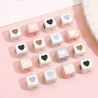 Plating Heart Square Acrylic Beads 12mm Glossy Pastel 4pcs