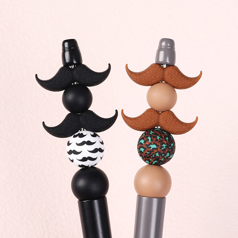 Silicone Focal Beads Beard Handlebar Mustache Textured Curved 20pcs 3