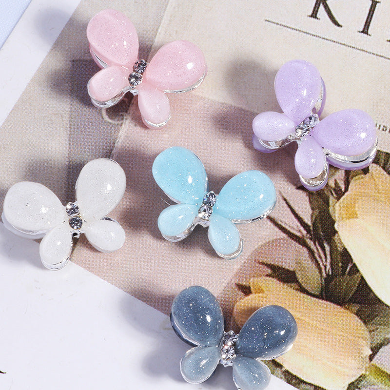 3D Glitter Butterfly Alloy Beads 16mm 2pcs 11