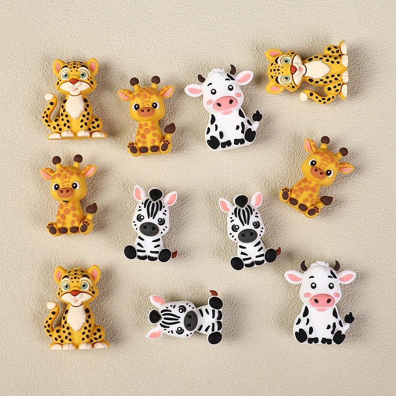 3D Zebra Giraffe Animal Silicone Focal Beads 20 Pcs  2