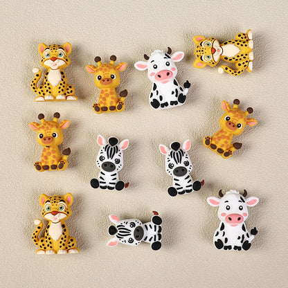 3D Zebra Giraffe Animal Silicone Focal Beads 20 Pcs  2