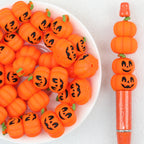  3D Halloween Double-Ended Pumpkin Silicone Focal Beads 20Pcs