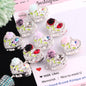 Fancy Heart Shaped Rose Rhinestone Alloy Beads 20mm 3pcs 11