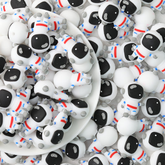 Silicone 3D Focal Beads Spacesuit Astronaut Side Profile Front View 20pcs