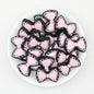 Cow Print Bow Silicone Focal Beads Pink Light Pink Green 20pcs 3
