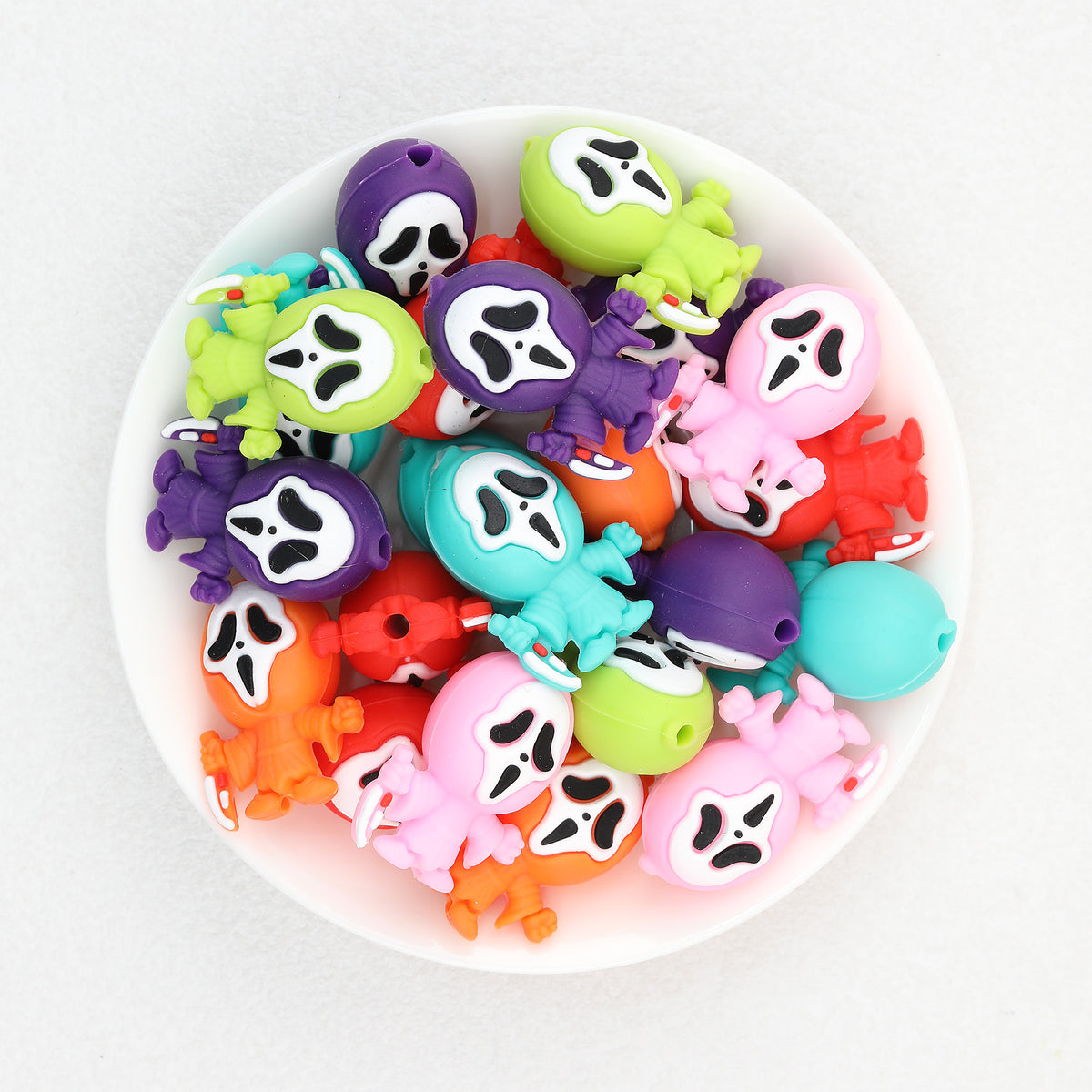 3D Halloween Colored Grimace Silicone Focal Beads 20Pcs  2