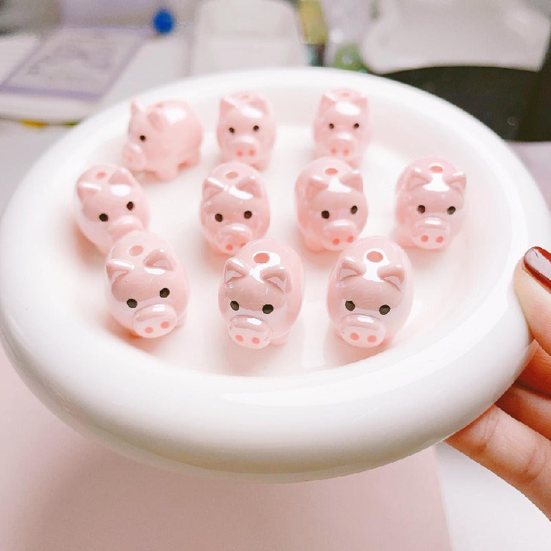 Glossy Dog Sheep Acrylic Beads 25mm Pastel Colors 2pcs 6