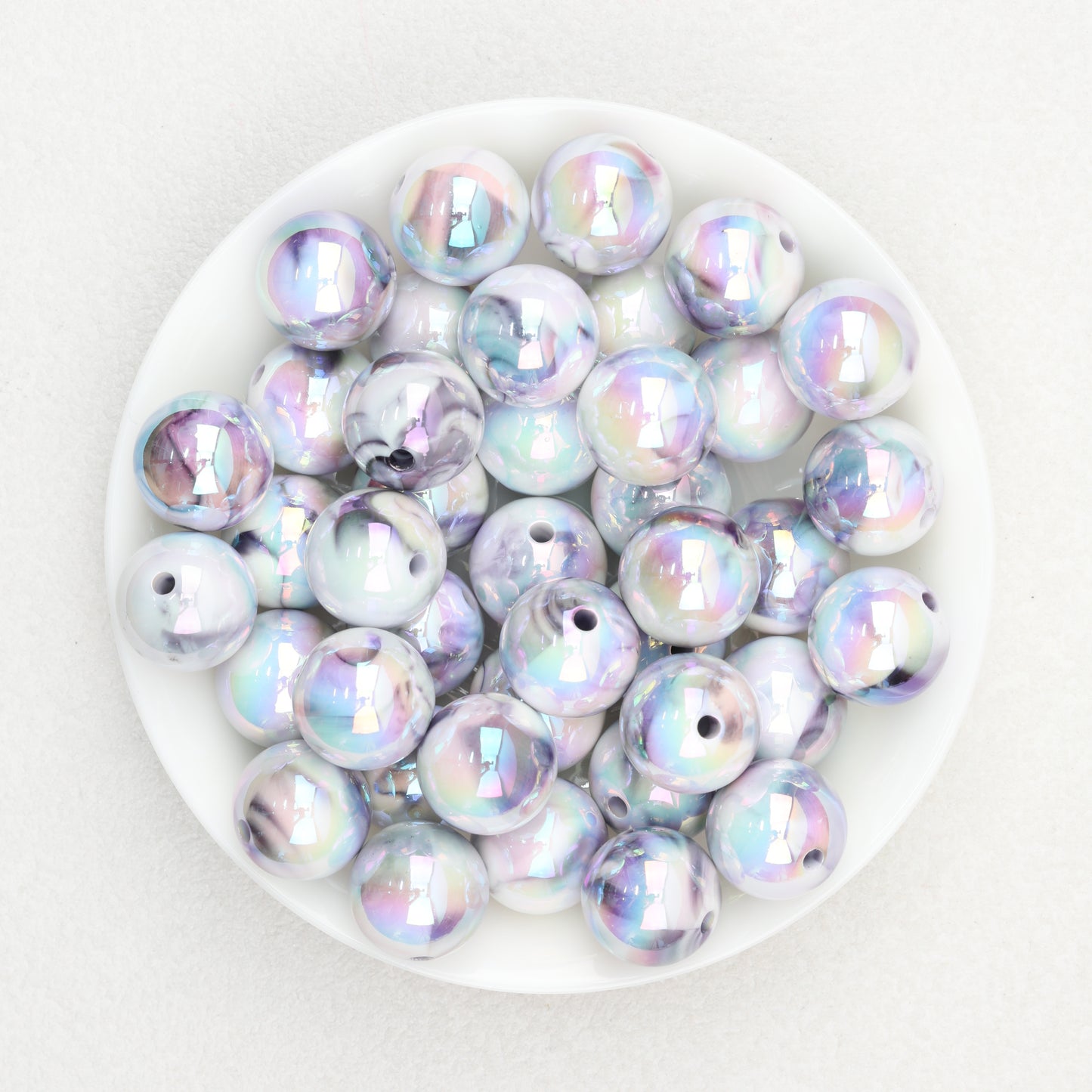 Marbled Pattern Acrylic Round Beads 16mm 50pcs 8