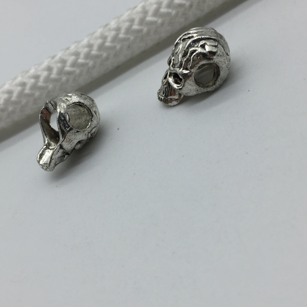 Skull Metal Beads 13mm Wrinkled Head Large Hole Zinc Alloy 100pcs 2