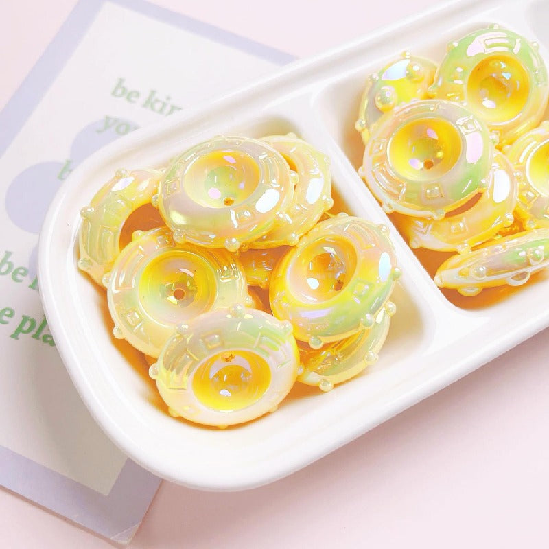 Candy Frisbee Acrylic Beads 30mm Glossy Pastel Rainbow 10pcs 8