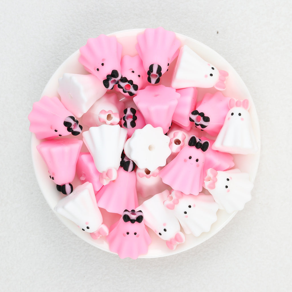  3D Halloween Bow Ghost Silicone Focal Beads 20Pcs 2