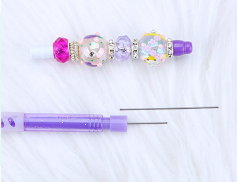 Beadable Mechanical Pencil Translucent Glittered Plastic Barrel 0.5mm 2