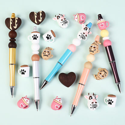 3D Coffee-Themed Silicone Focal Beads Cute Coffee Cups 20pcs 8