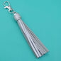 PU Leather Tassel Keychain 9cm Strips Silver Lobster Clasp 18