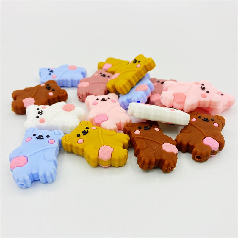 Silicone Focal Beads Backpack Bear Heart Ears Pastel Colors 20pcs 4
