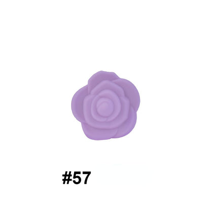 Double-Sided Flower Silicone Beads Multi Color Solid 50pcs 26