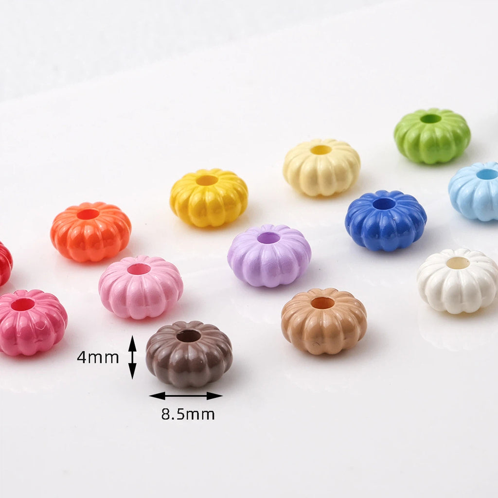 Acrylic Pumpkin Spacer Beads 8mm Striped 50pcs 2