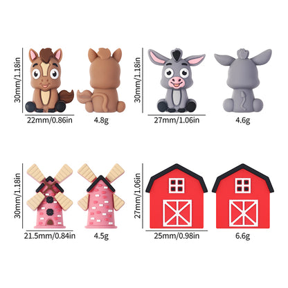 Silicone 3D Focal Beads Farm Animal Donkey Tuft of Hair 20pcs 9
