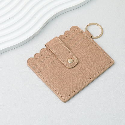 PU Card Holder Keychain Multi Patterned - C11 Khaki