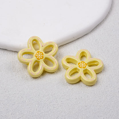 Hollow Dotted Line Sakura Flower Acrylic Beads 25mm 20pcs 19