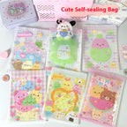 Rectangular Top Seal Zip Lock Plastic Bags 12.9x18cm Chick and Bear Print 10pcs