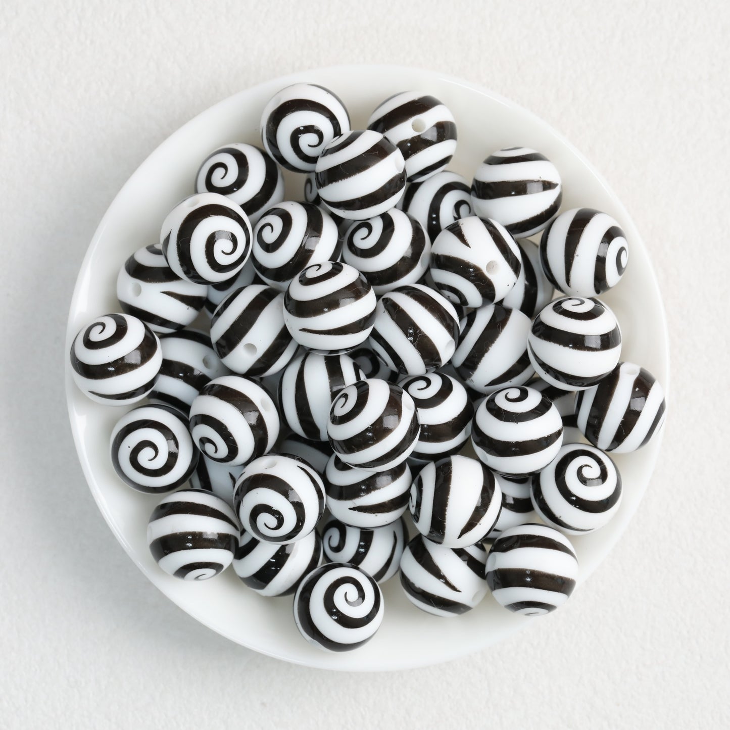 Colorful 15mm Swirl Pattern Priented Round Silicone Beads 50pcs 7