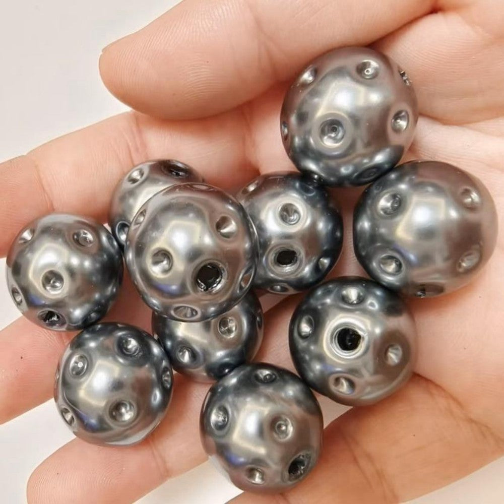 Silver Pearl Finish 20mm Golf Ball Shape Bubblegum Acrylic Beads 10pcs 3