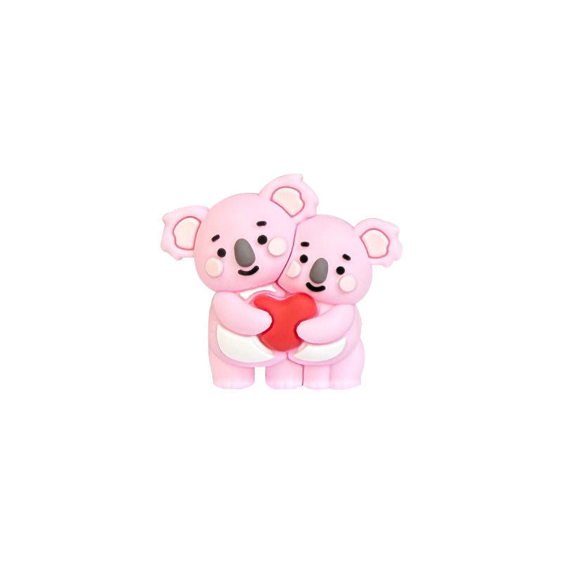 Silicone 3D Heart Koala Focal Beads Cute Animal Design 20pcs 6