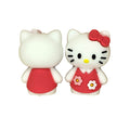 Silicone 3D Focal Beads Kitty Cat Wearing Sweet Floral Dress Red Bow