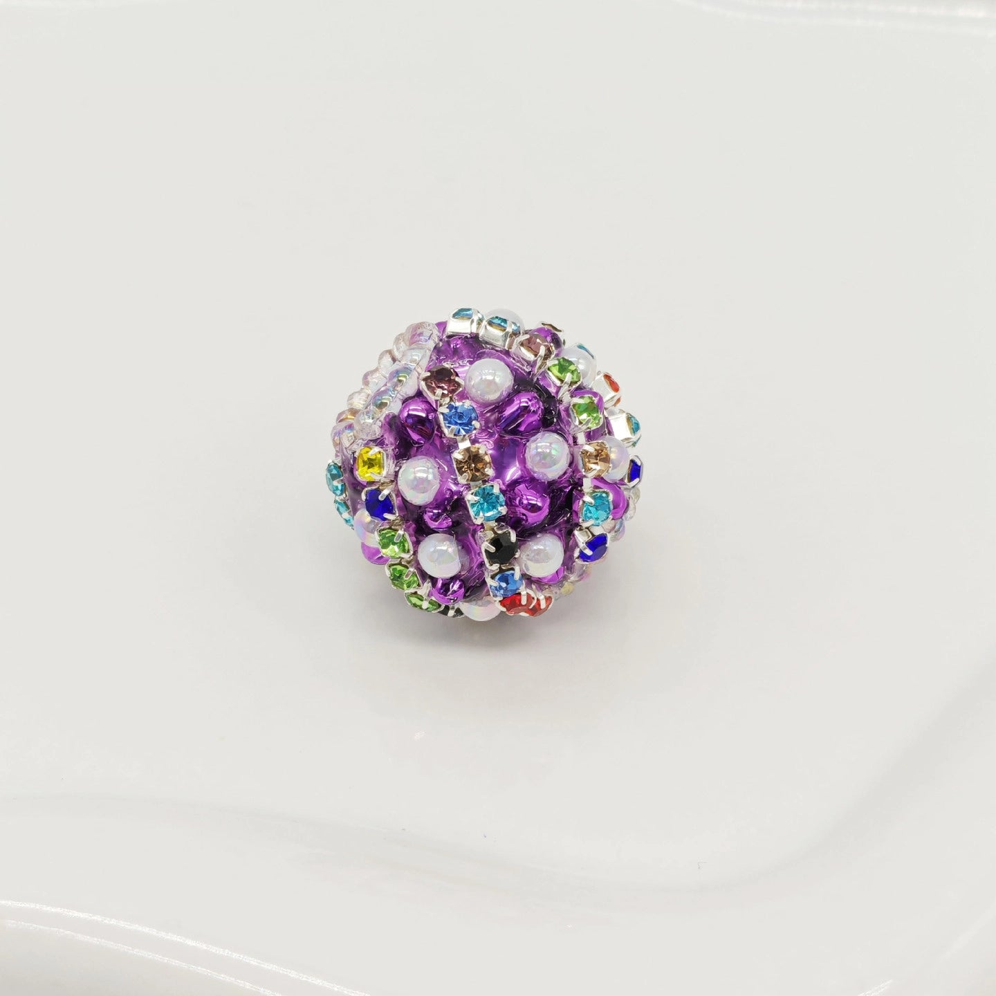 Wavy Rhinestone Beads 18mm Bubblegum Acrylic Multicolor 4pcs 11
