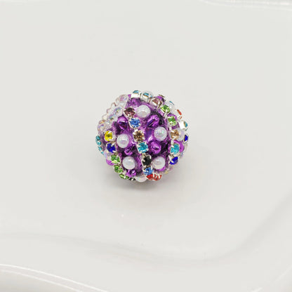 Wavy Rhinestone Beads 18mm Bubblegum Acrylic Multicolor 4pcs 11