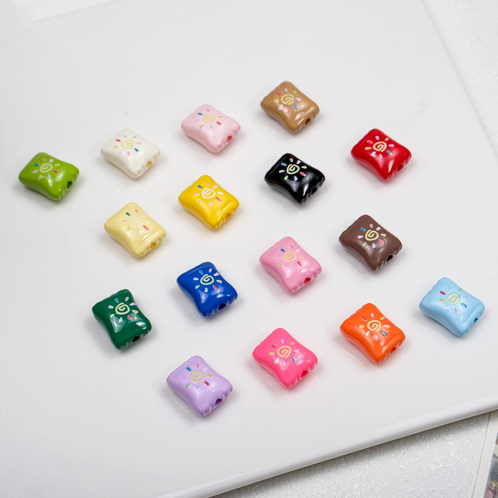 Sun Pattern Square Acrylic Beads 14mm Colorful Candy Bag 20pcs 2