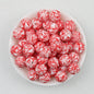 15mm Floral Pattern Print Round Silicone Beads Dark Base 50pcs - Paper Cut