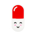 Silicone Focal Beads Pill Capsule Smiling Face Red White 20pcs